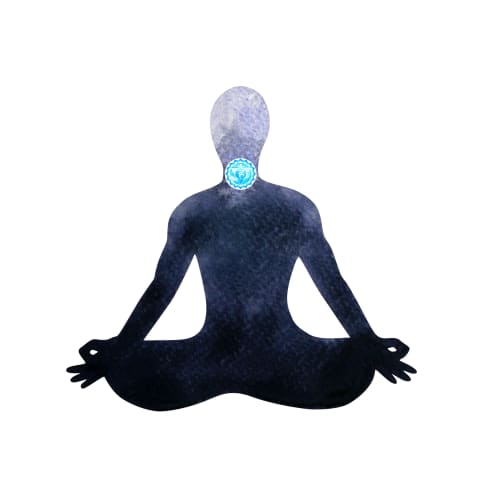 dark figure with blue dot over throat chakra dark figure with blue dot over throat chakra