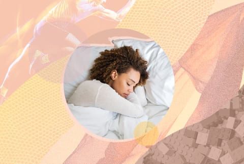 Collage of a Young Woman Sleeping In Bed