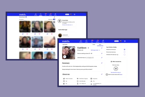 Screenshots of the inside of the Match dating app. Screenshots of the inside of the Match dating app.