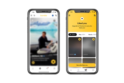 best dating app for women bumble screenshots on two phones