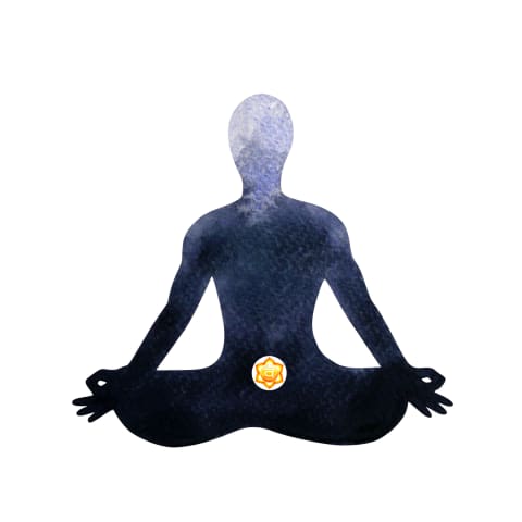 dark figure with orange dot over sacral chakra