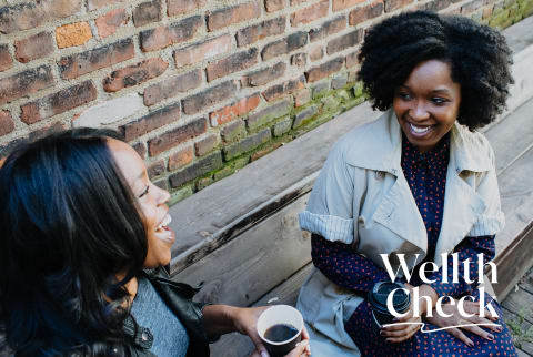 two women talking